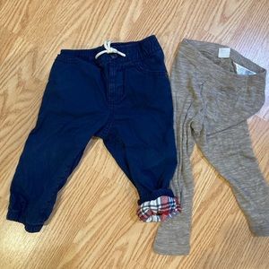 Bundle of 18 month pants. Lined pants and merino wool base layer